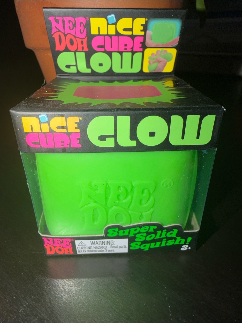 Nee Doh Nice Cube Glow Super Solid Squish - Green